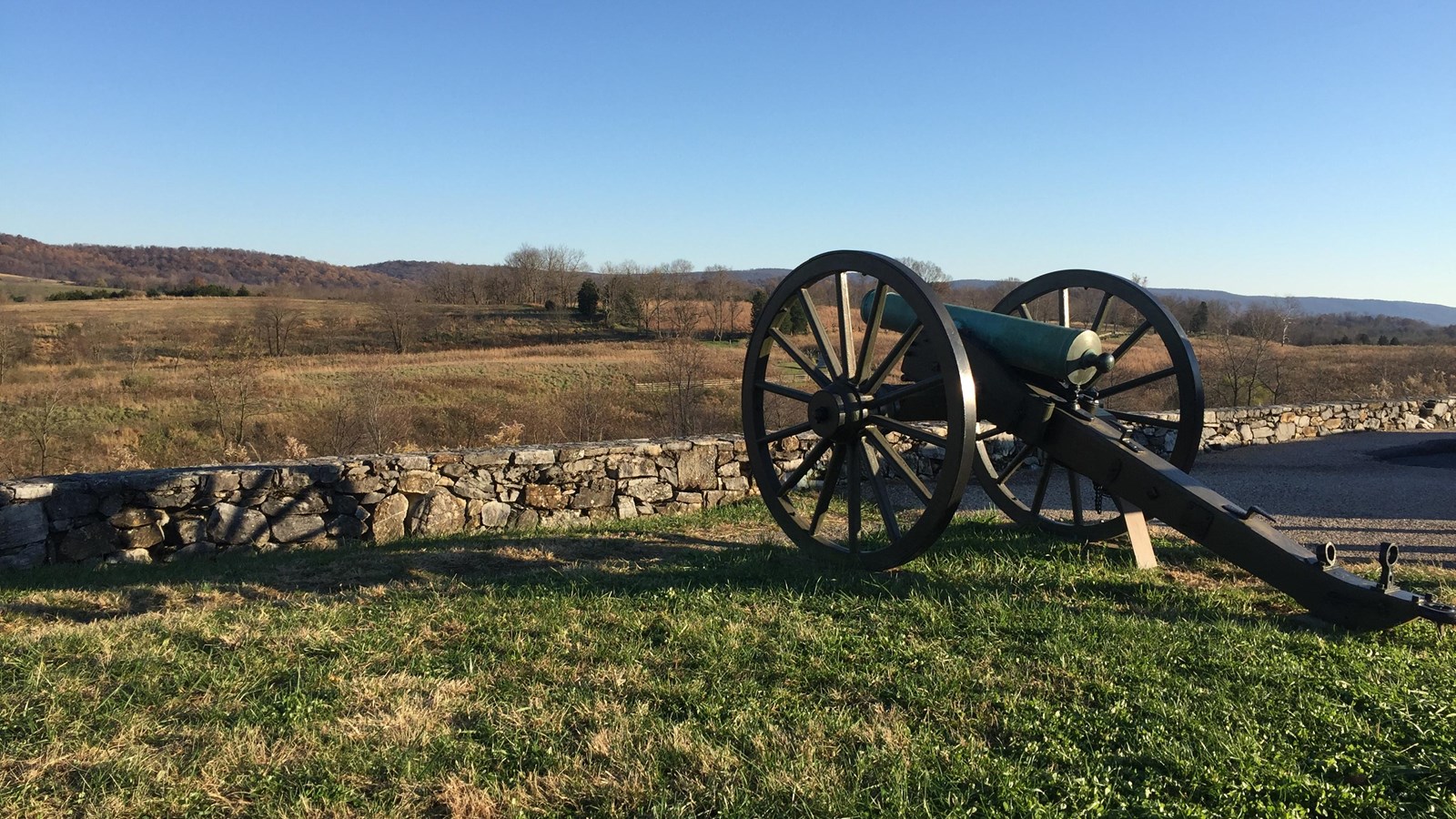 cannon with fields in the background