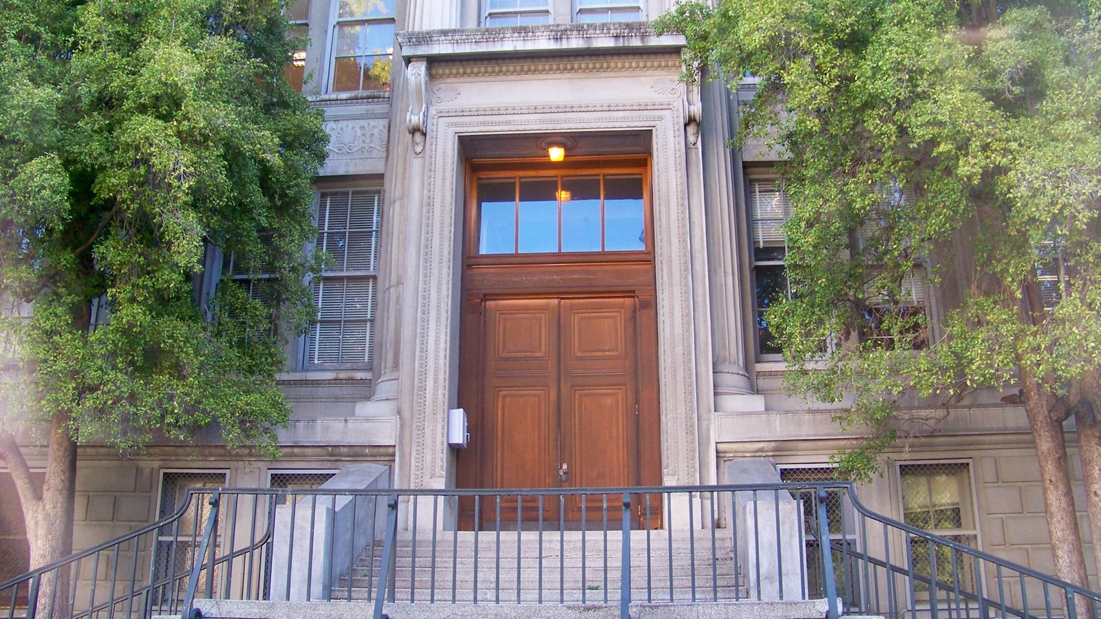 Wooden door to building.