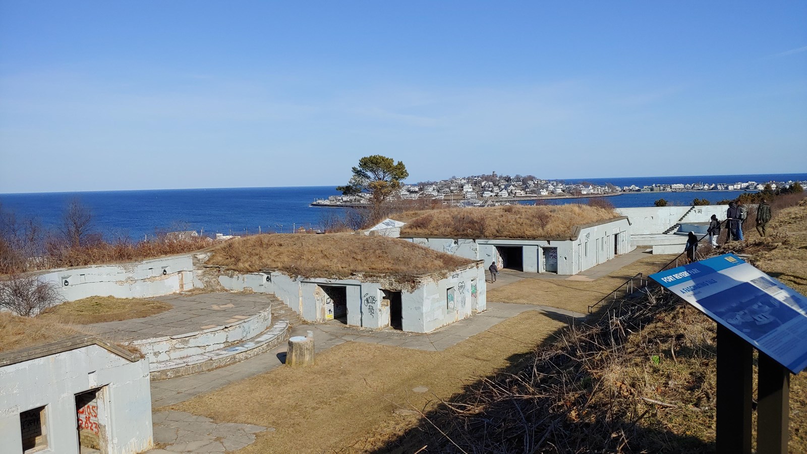 a series of earthen bastions of a coastal fort