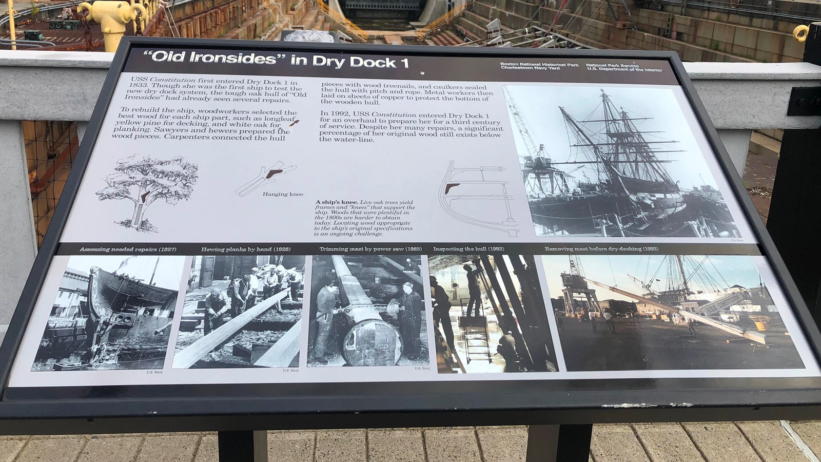 wayside with text and six images of ships and ship construction