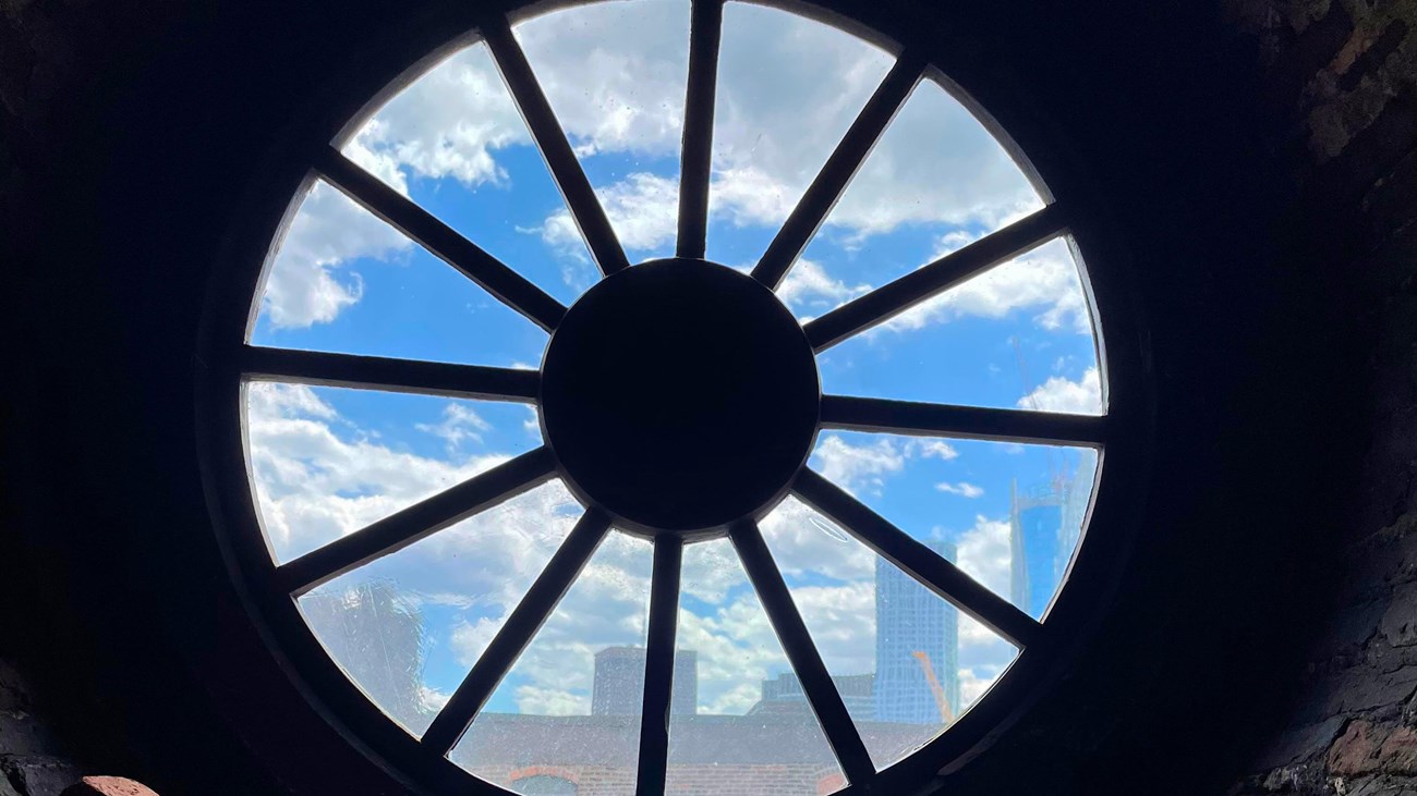 a circular spyglass window