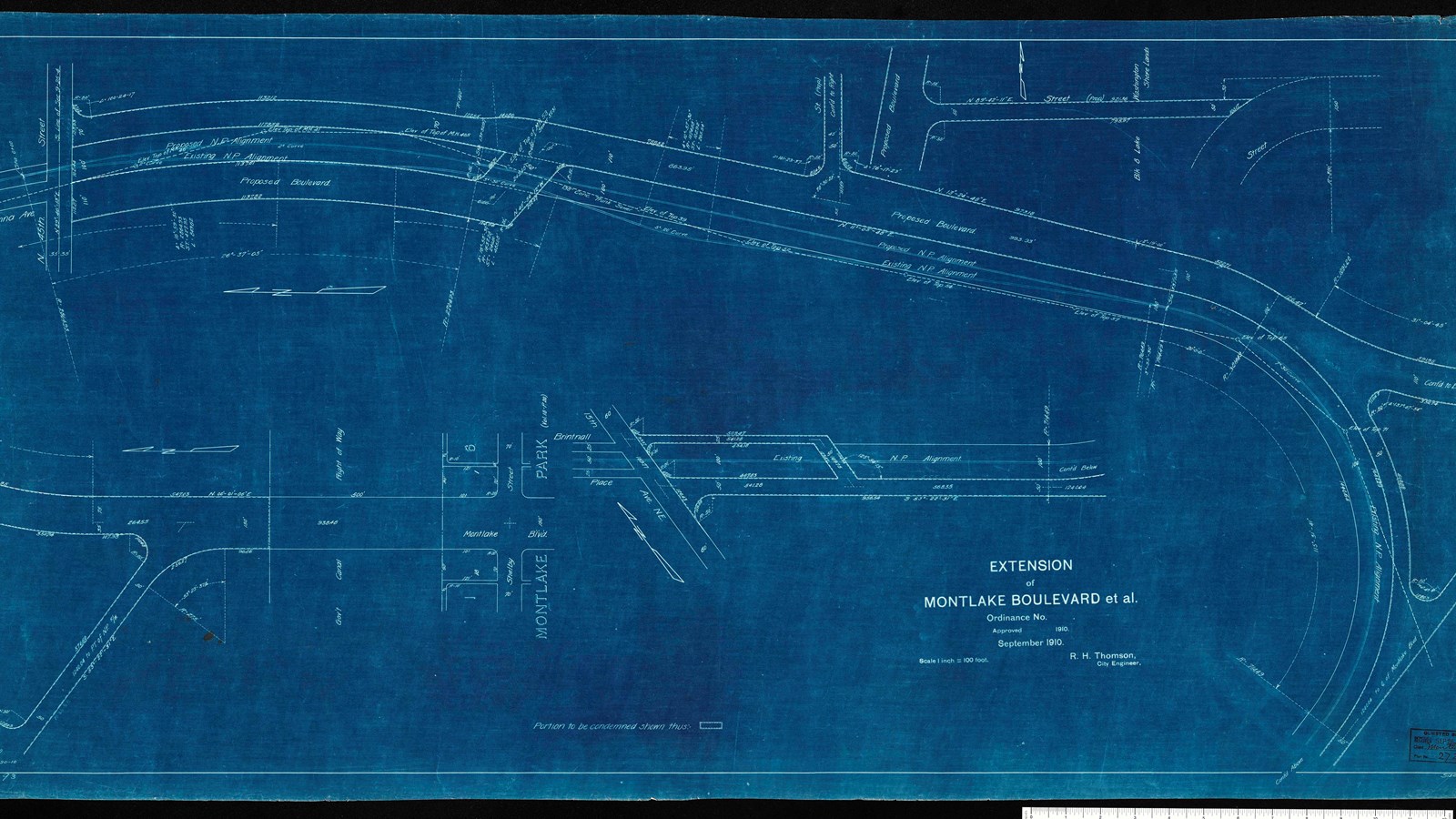 Blueprint of curving road with straight lines leading to it
