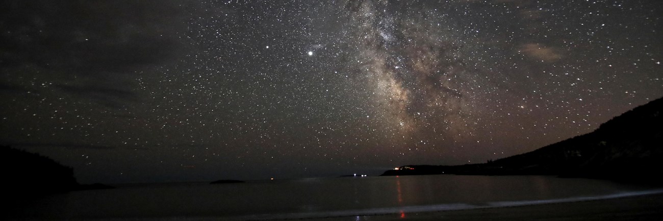 Saturn, Jupiter and Milky Way viewed from Sand Beach