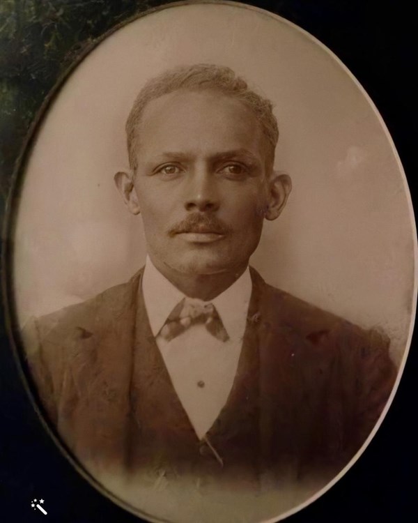 Black and white image of Europe Bates, a Black homesteader in Mississippi