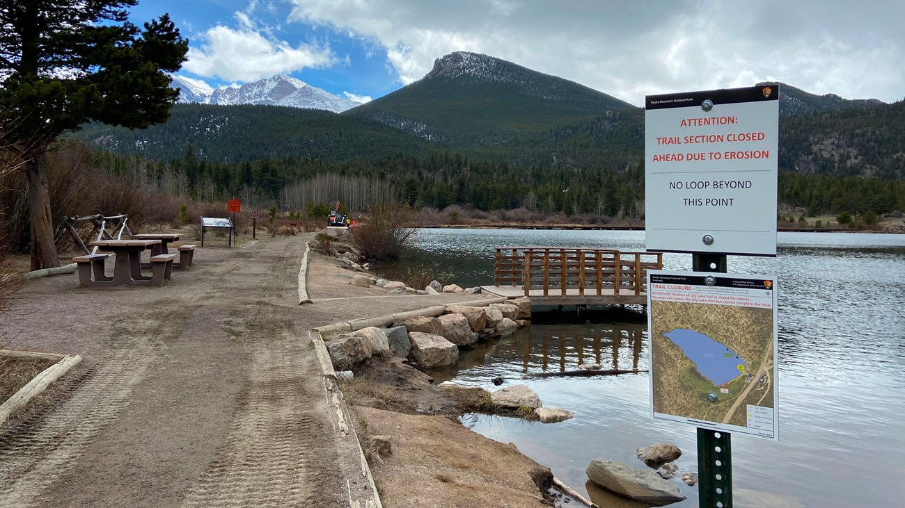View of the Lily Lake Trail and trail repairs