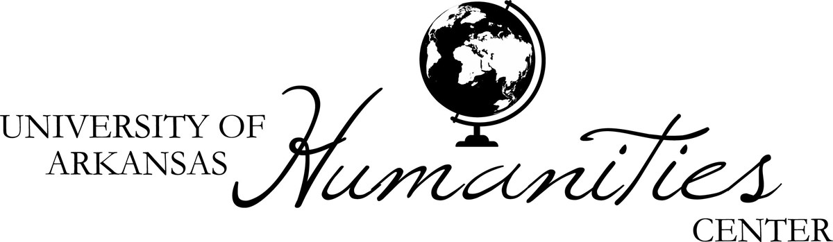 Logo has a globe with text that reads University of Arkansas Humanities Center