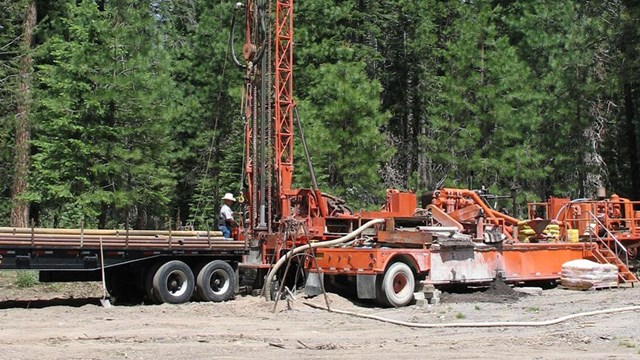 Equipment used to construct a water supply well at Crater Lake National Park.