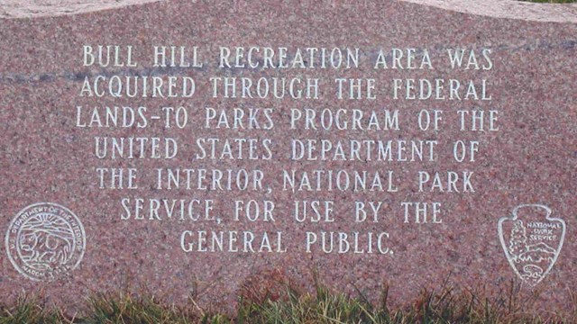 sign at Bull Hill Recreation Area that says "this park land was acquired through FLP"