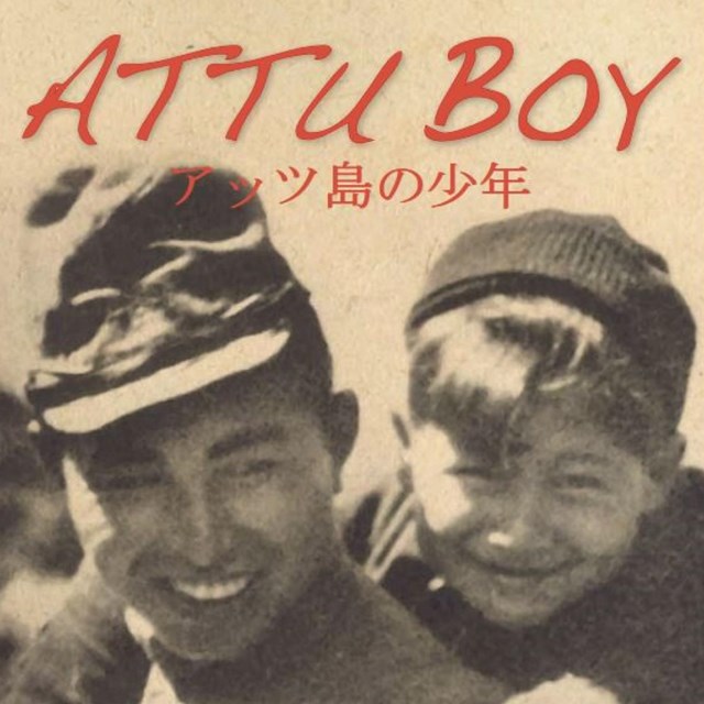 A historic scene of a young boy with his arms wrapped around the shoulders of a Japanese soldier.