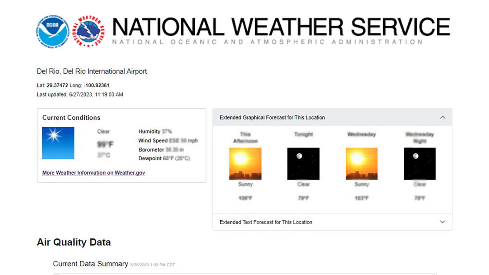 National Weather Service weather forecast graphics and other graphics.