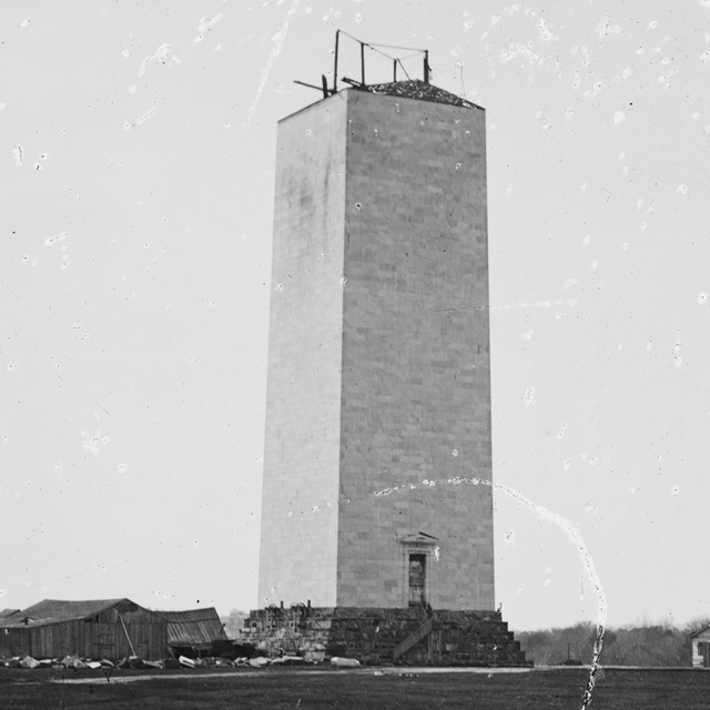 Washington Monument unfinished at 150 feet