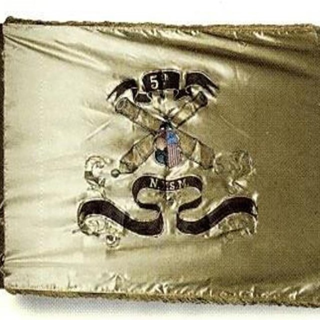 Gold flag with shield and cannons crossed
