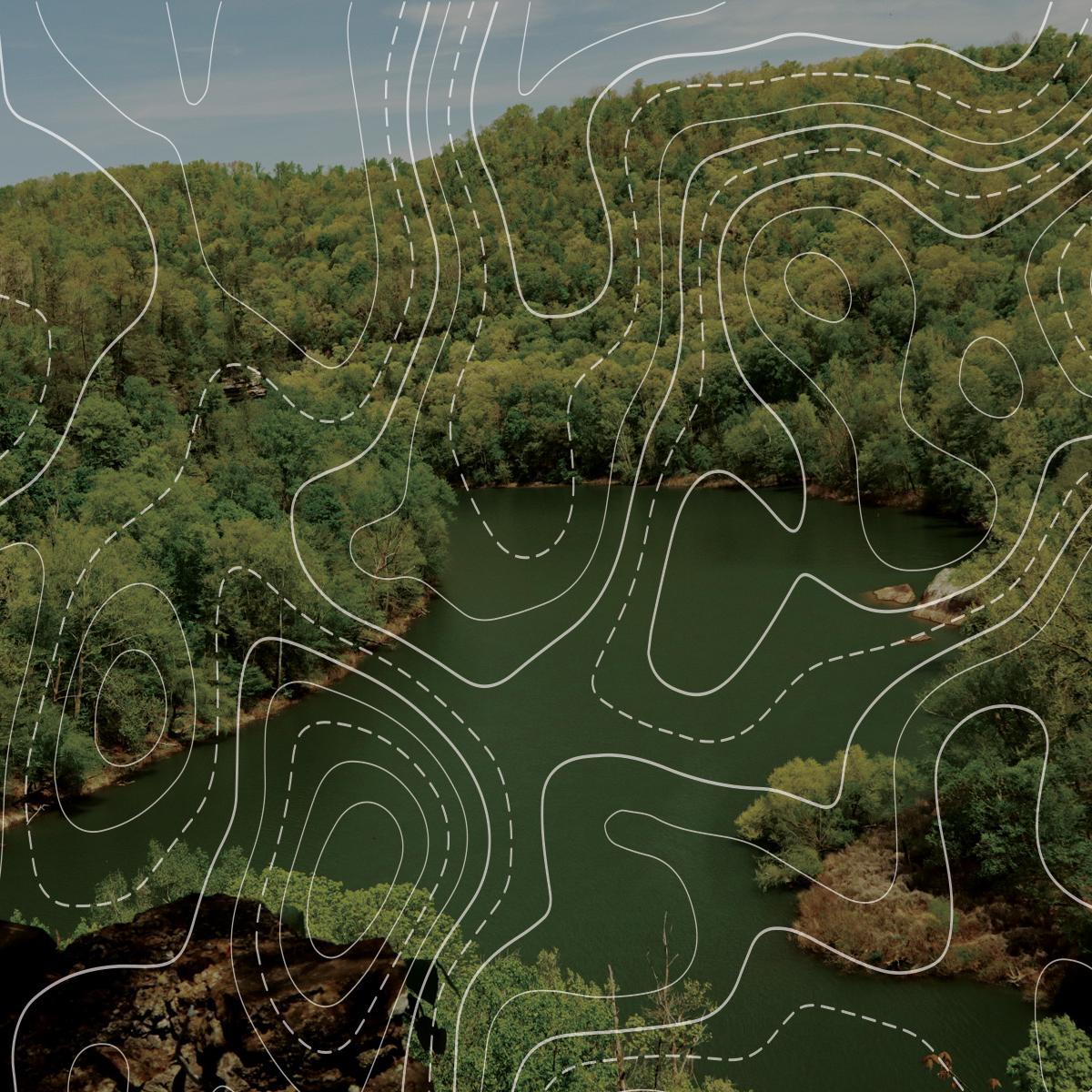 Overlook background with topo map lines ontop