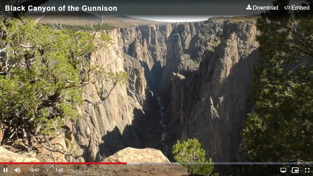 A screenshot of a video showing Black Canyon of the Gunnison