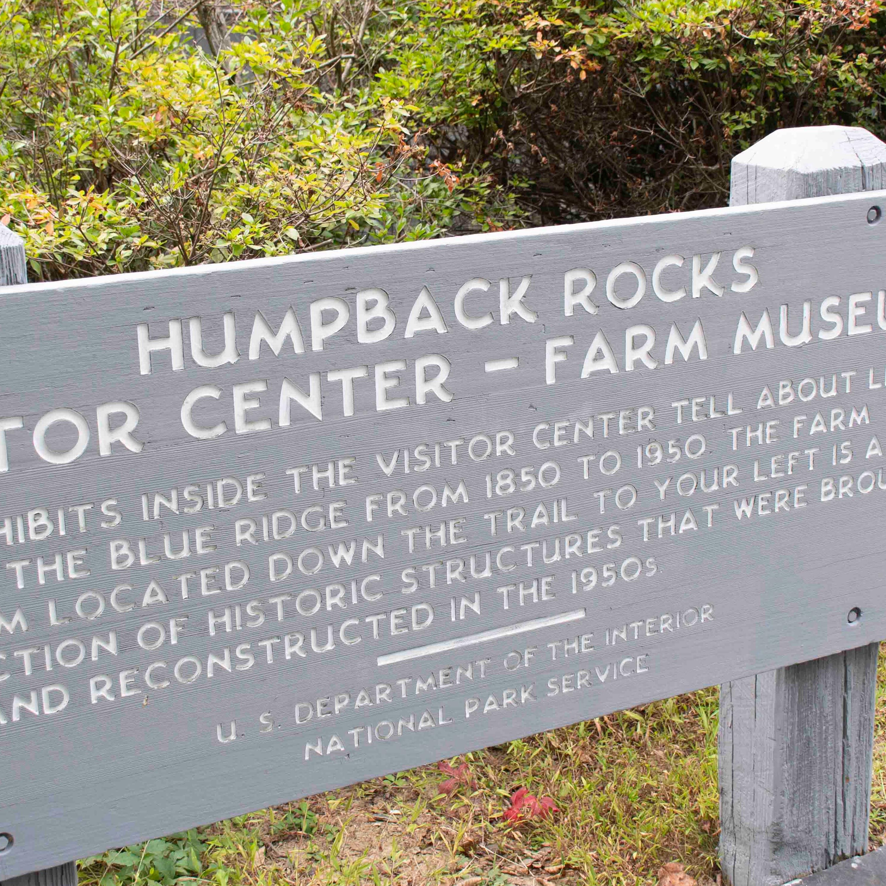 Sign for Humpback Rocks Visitor Center