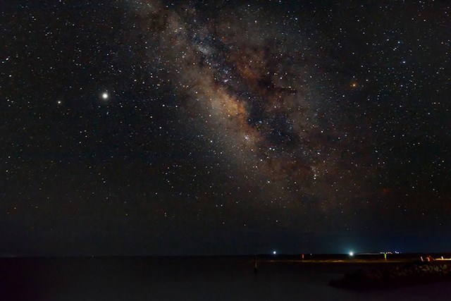 Milky Way in the sky over the Harkers Island boat basin