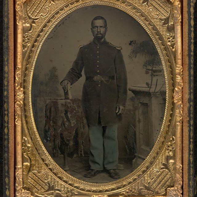 Private William Wright in military uniform during the Civil War.