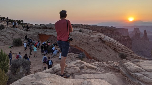 Overlooking Mesa Arch crowds