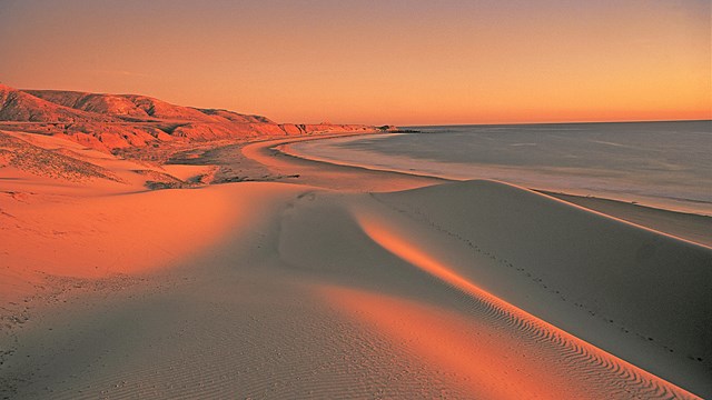 Chinese Harbor, Santa Rosa Island ©timhaufphotography.com (Sand dunes next to ocean at sunset.)