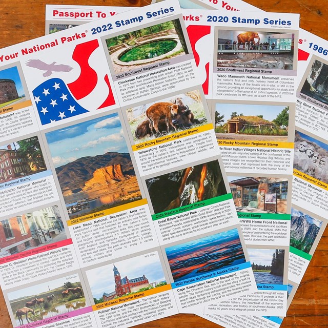 Three sheets of collectible stamps