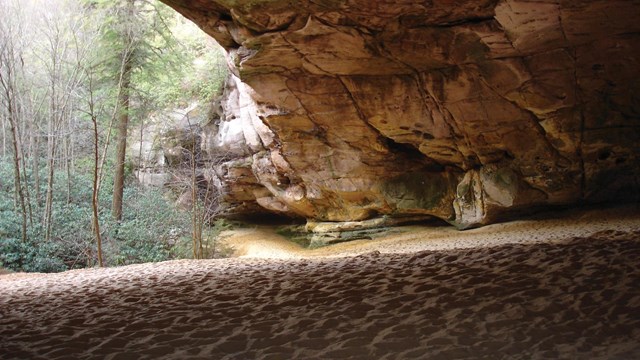 Inside view looking out from Sand Cave.