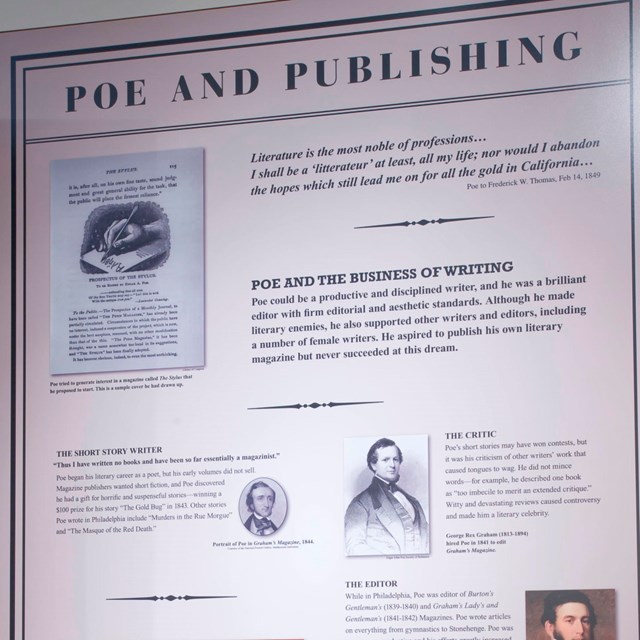 Color photo of an exhibit panel with the words 