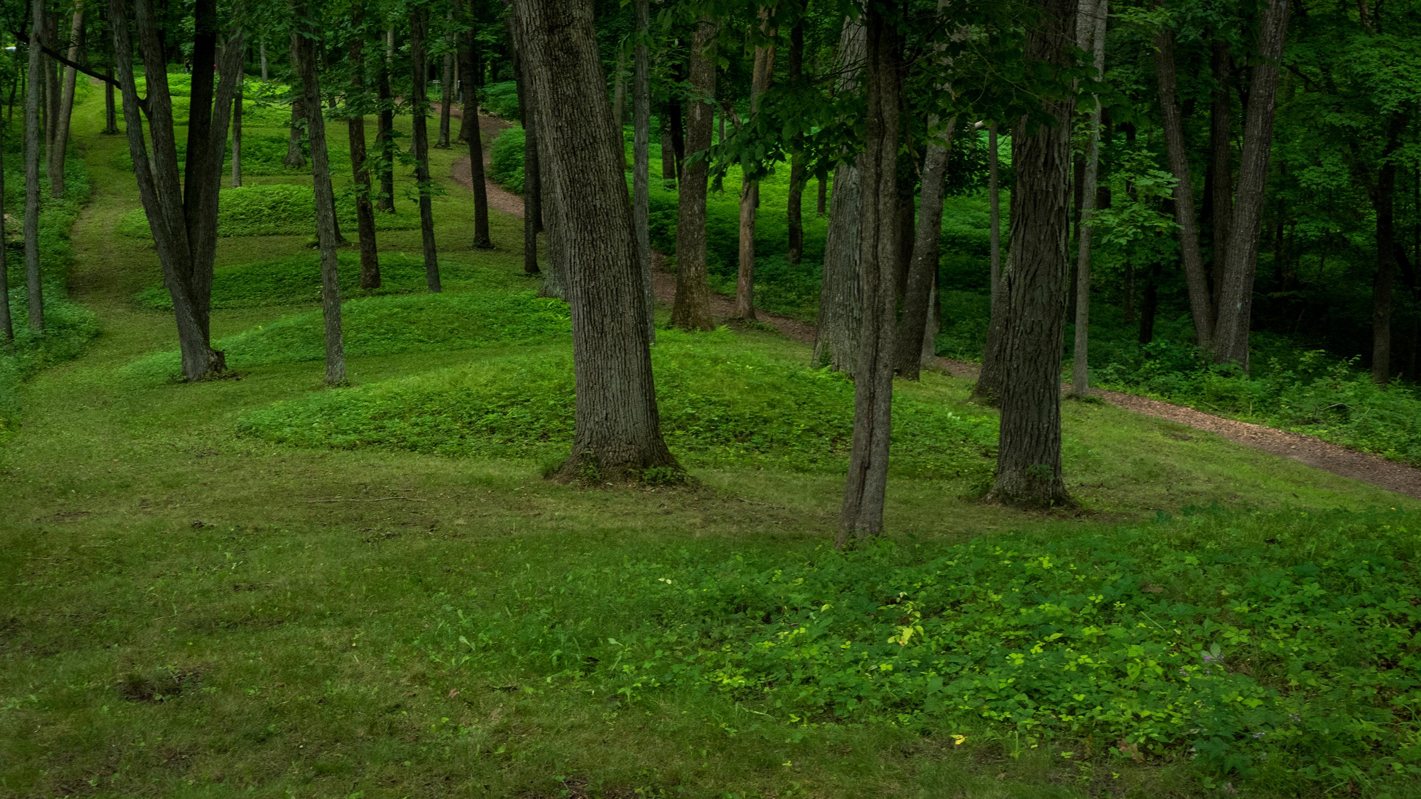 Conical shaped burial mounds