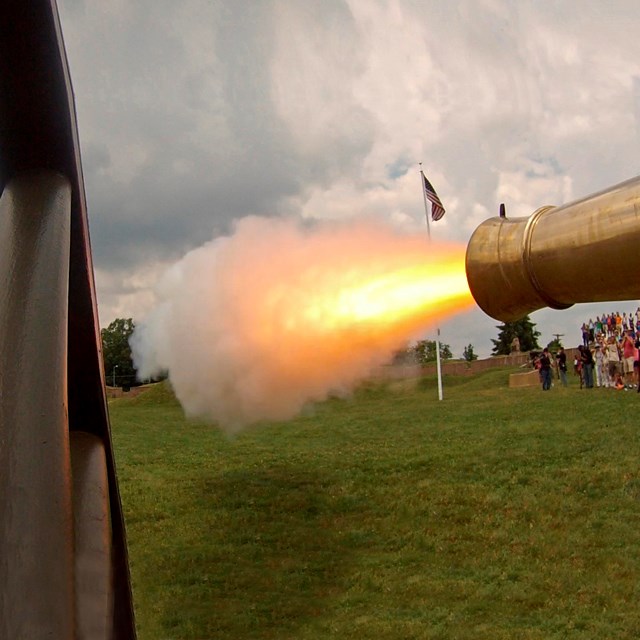 A cannon firing