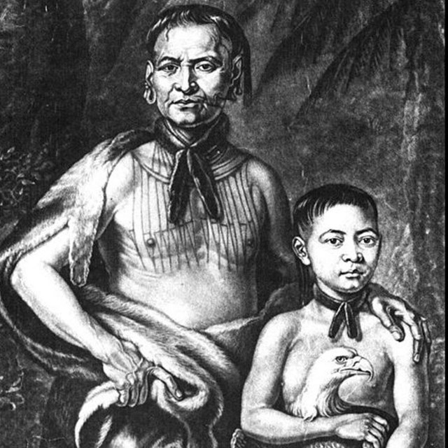 Image of a Yamacraw man and his son 