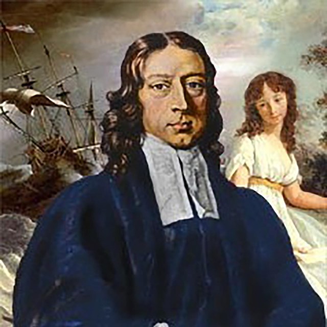 Portrait of John Wesley in religious garb. 