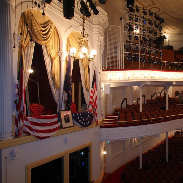 Interior of the Theatre looking into the audience with presidential state box on the left.