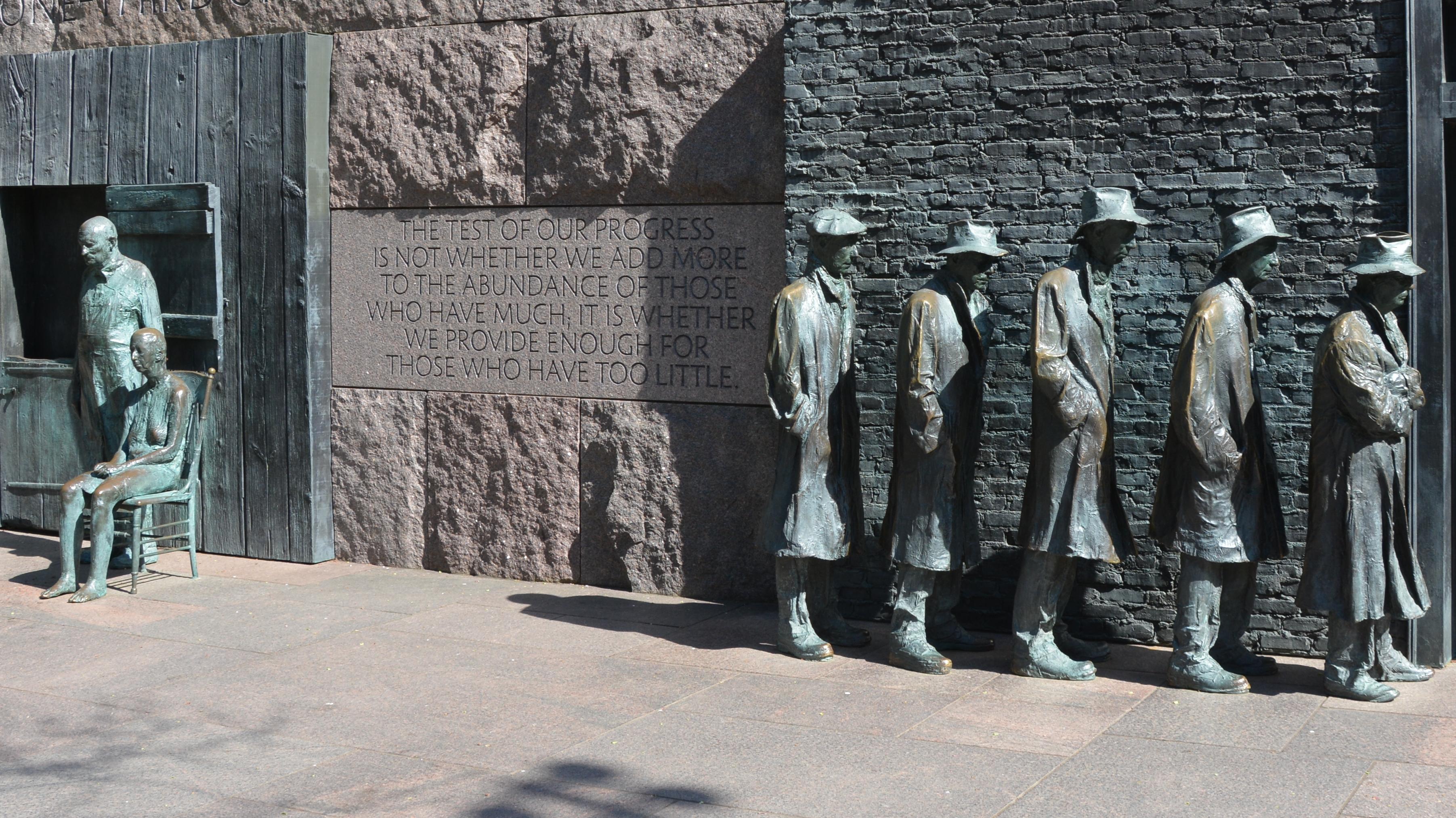 Sculpture of breadline at FDR Memorial