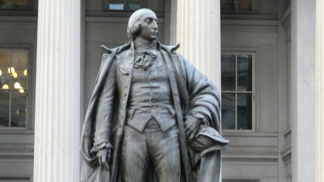 Statue of Albert Gallatin outside the US Treasury building