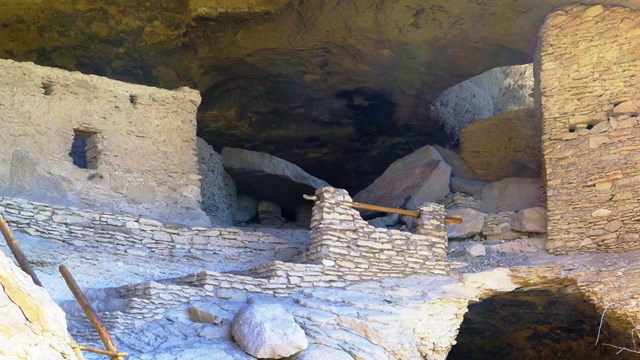 View of dwelling rooms at Gila Cliff Dwellings