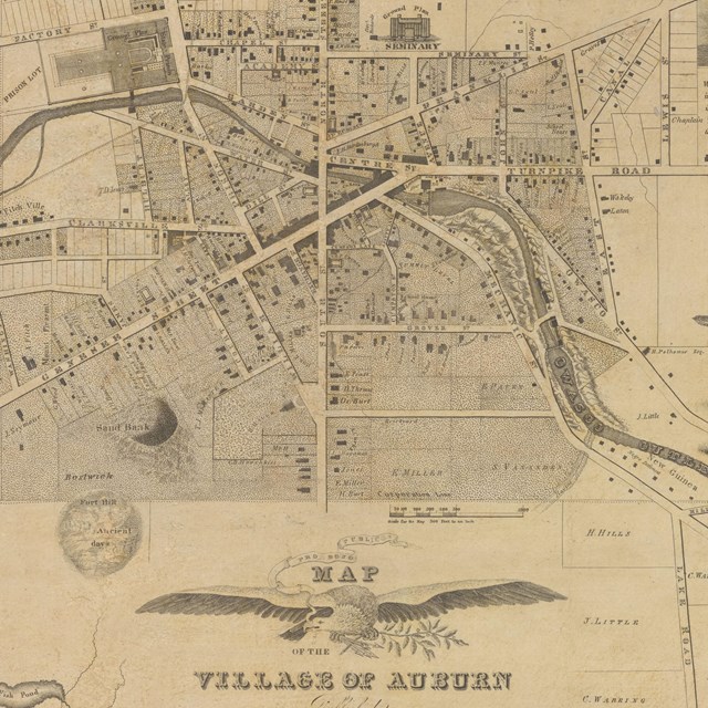 An antique map of Auburn, NY