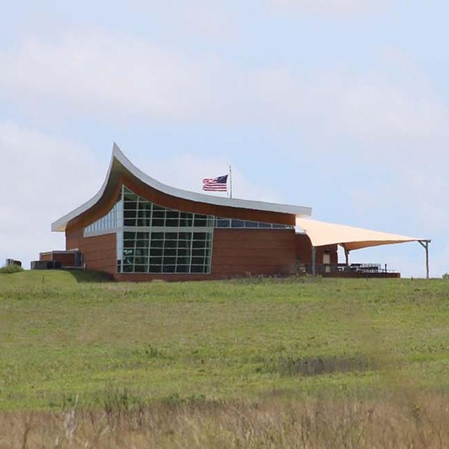 Photo of the visitor center at Homestead National Historical Park