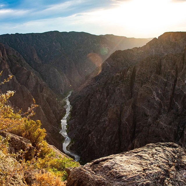The Gunnison River in a deep canyon.