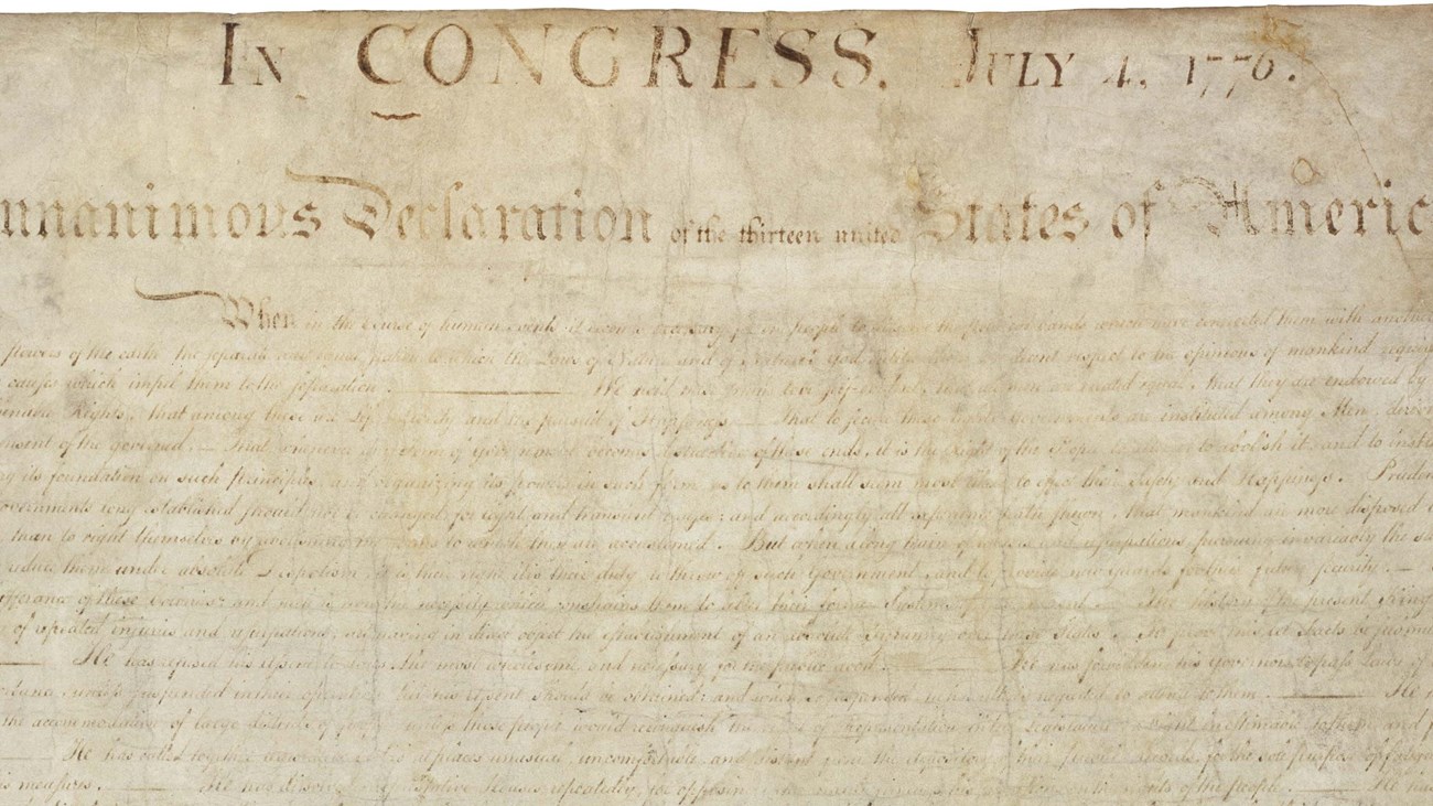 Color scan of the handwritten copy of the Declaration of Independence.