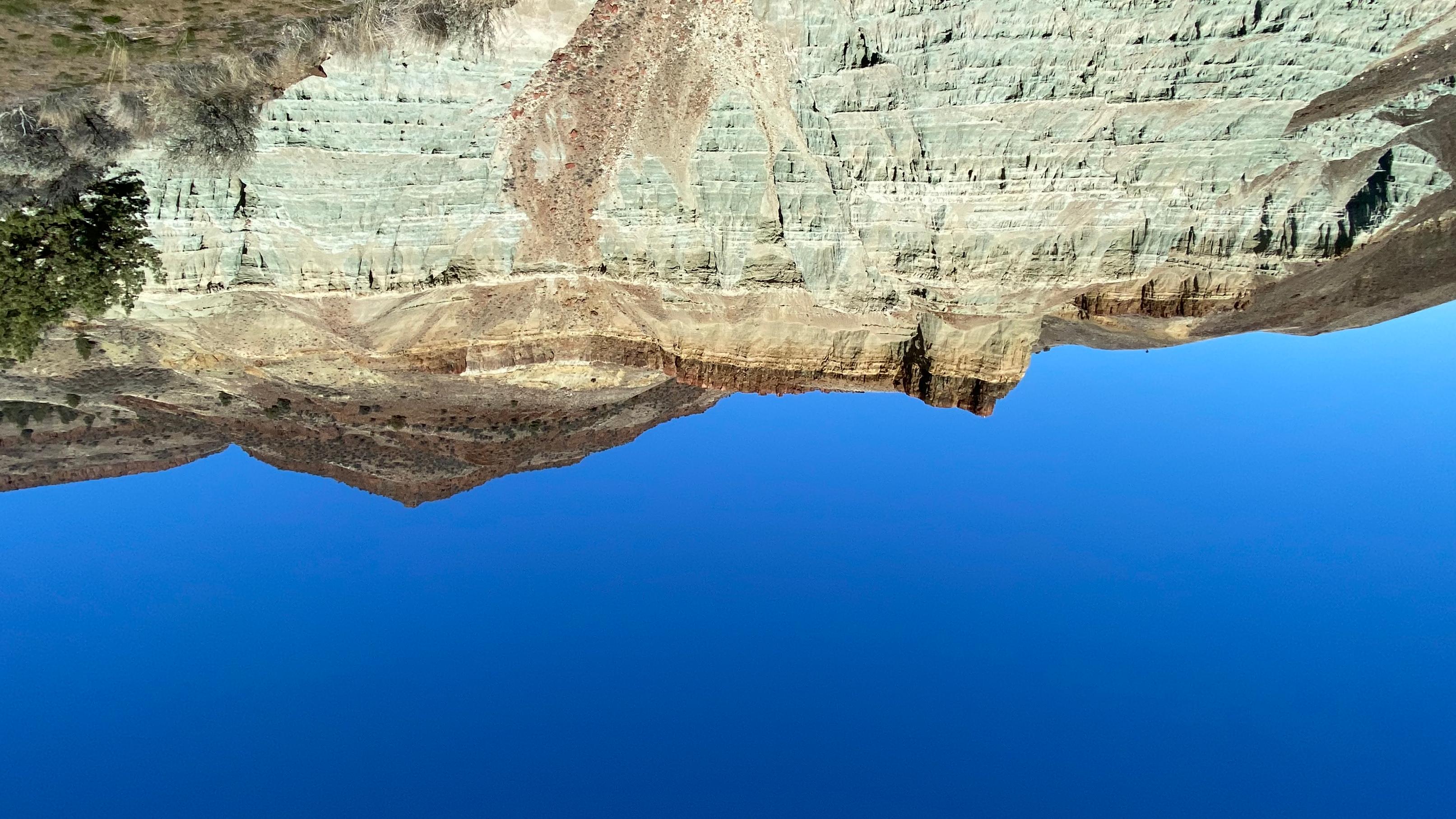 A blue-green geologic formation.
