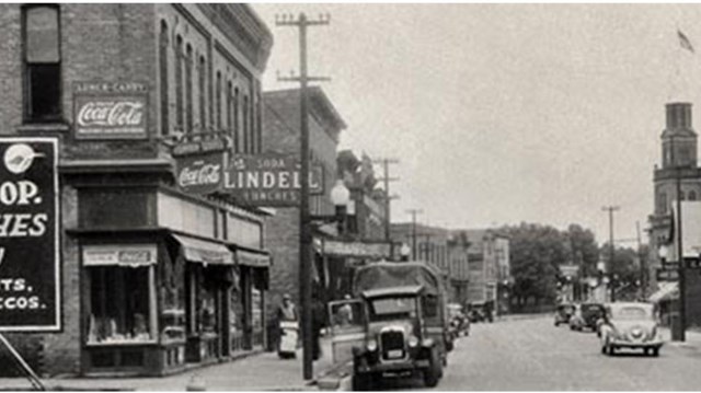 Historic downtown view of Lake Linden
