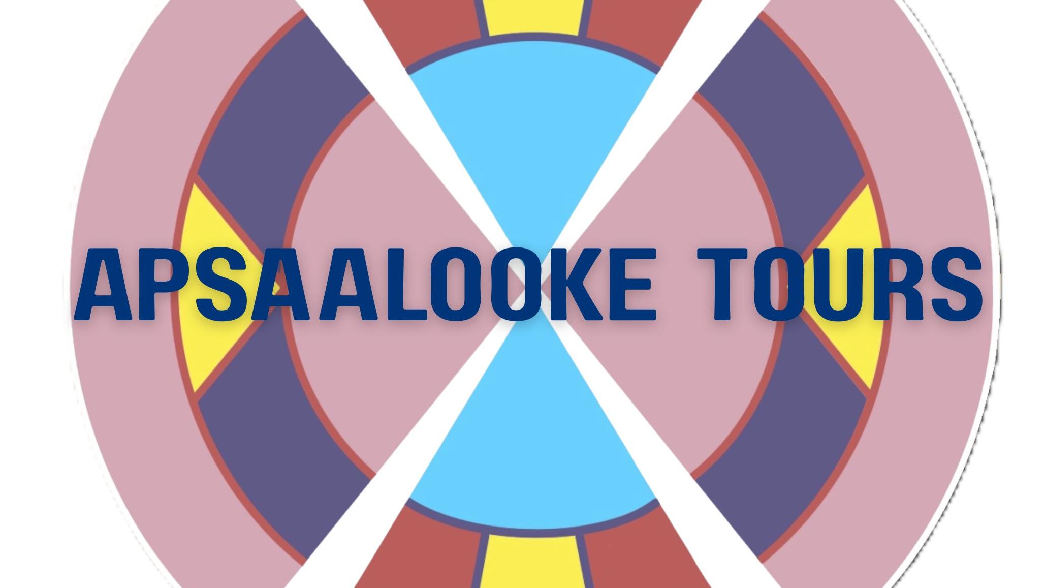 A colorful circular logo with the words Apsaalooke Tours in the middle 