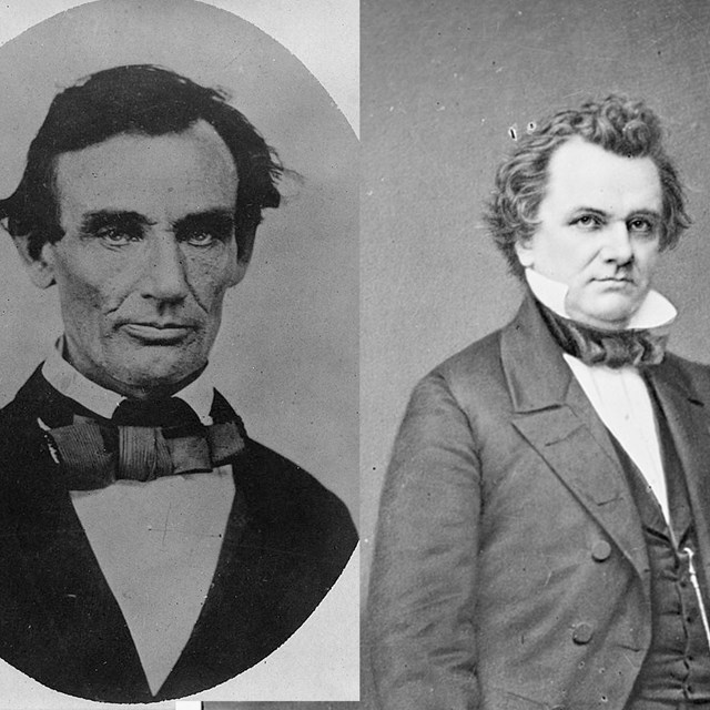 Portrait Images of Abraham Lincoln and Stephen Douglas