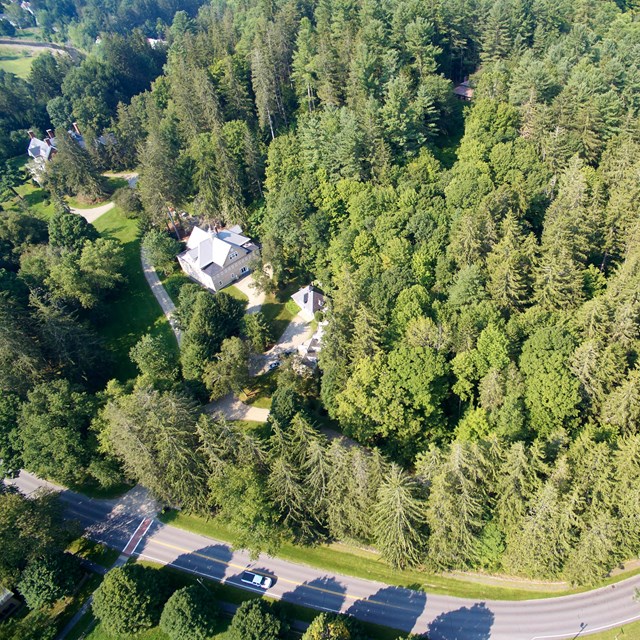 Arial view of park entrance