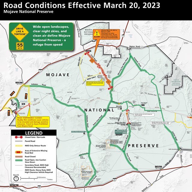 Road Conditions Map for Mojave National Preserve. 