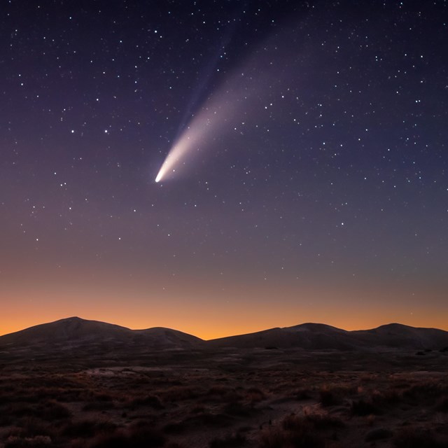 Neowise comet over Kelso Dunes.