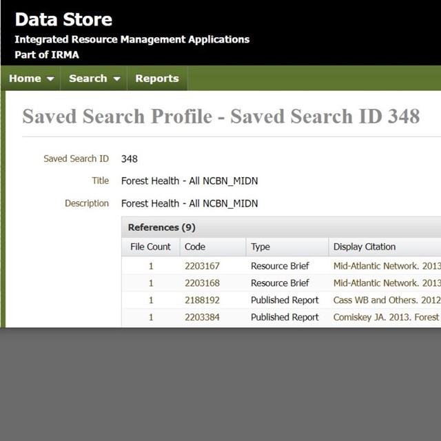 Screenshot of forest health reports list