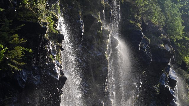 Water cascading down a cliff