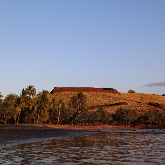A stone temple overlooking the ocean