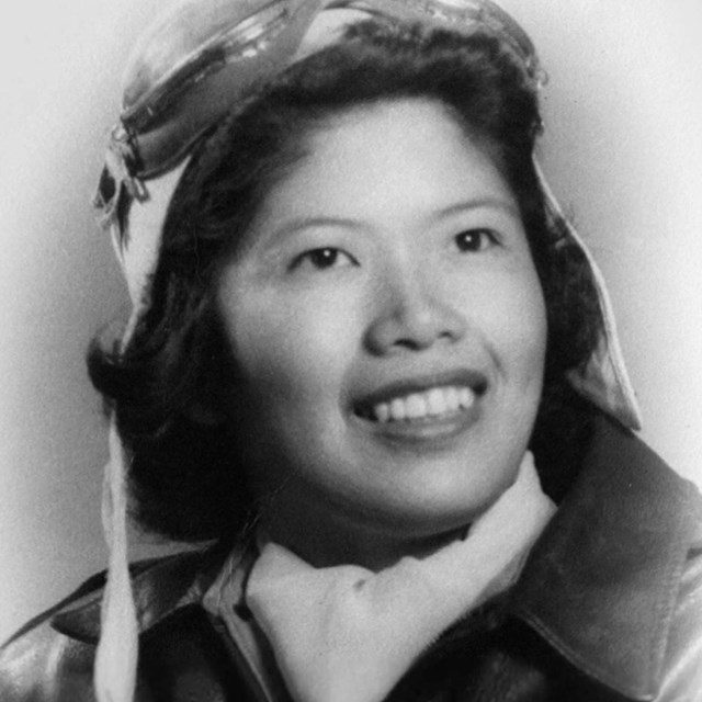 Portrait of Maggie G in a pilot outfit