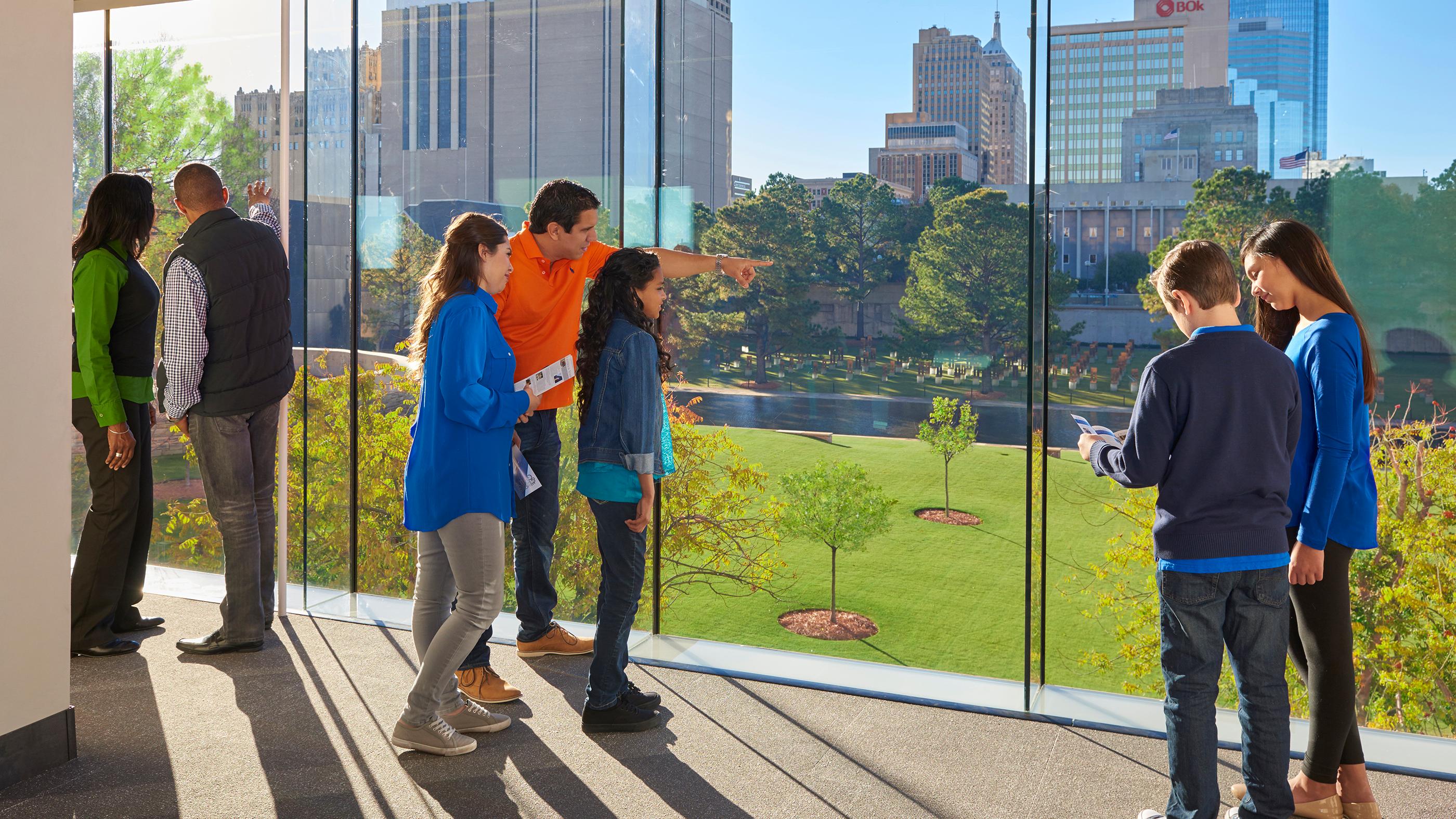 Visitors at the overlook at the Oklahoma City National Memorial Museum